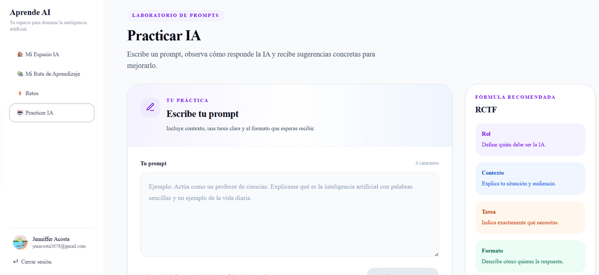 Prompt Trainer de Aprende AI